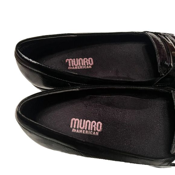 MUNRO American Brook M250088 Black Loafers Brown Snake Patent Leather Sz 7 W - Picture 8 of 11
